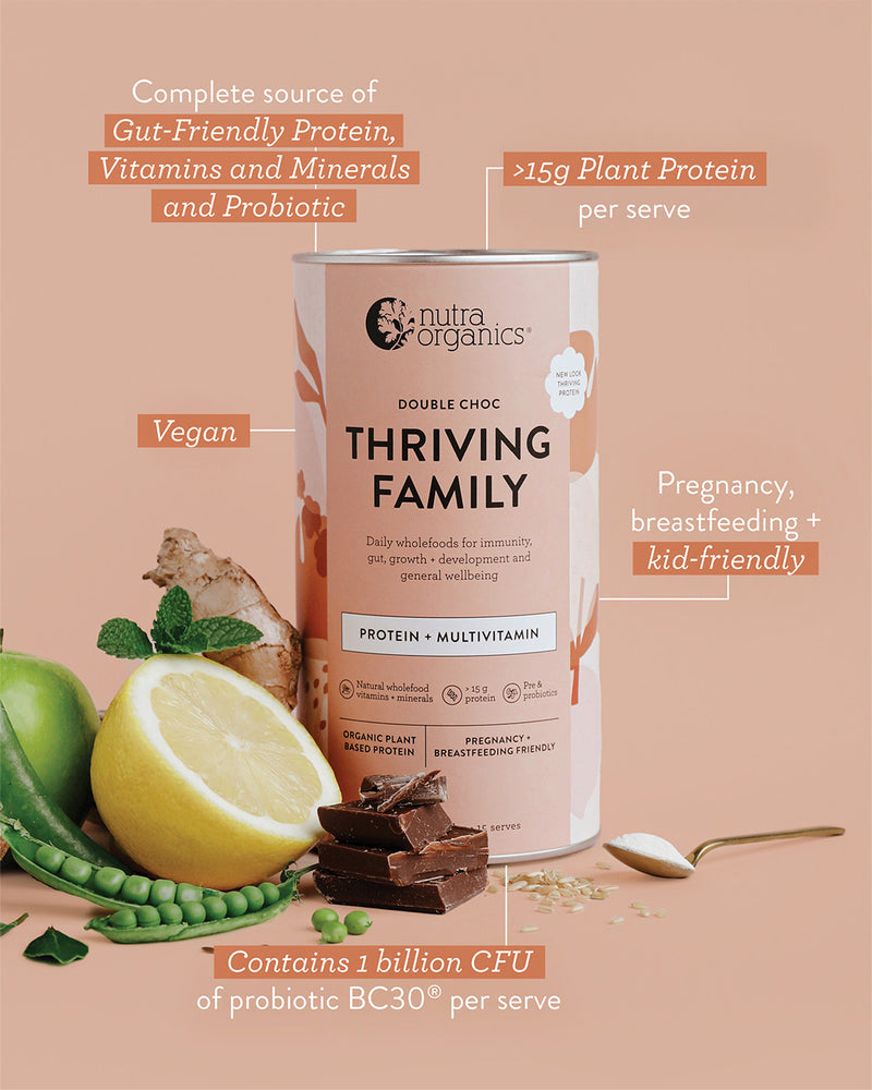 Nutra Organics Thriving Family Protein Double Choc 450g