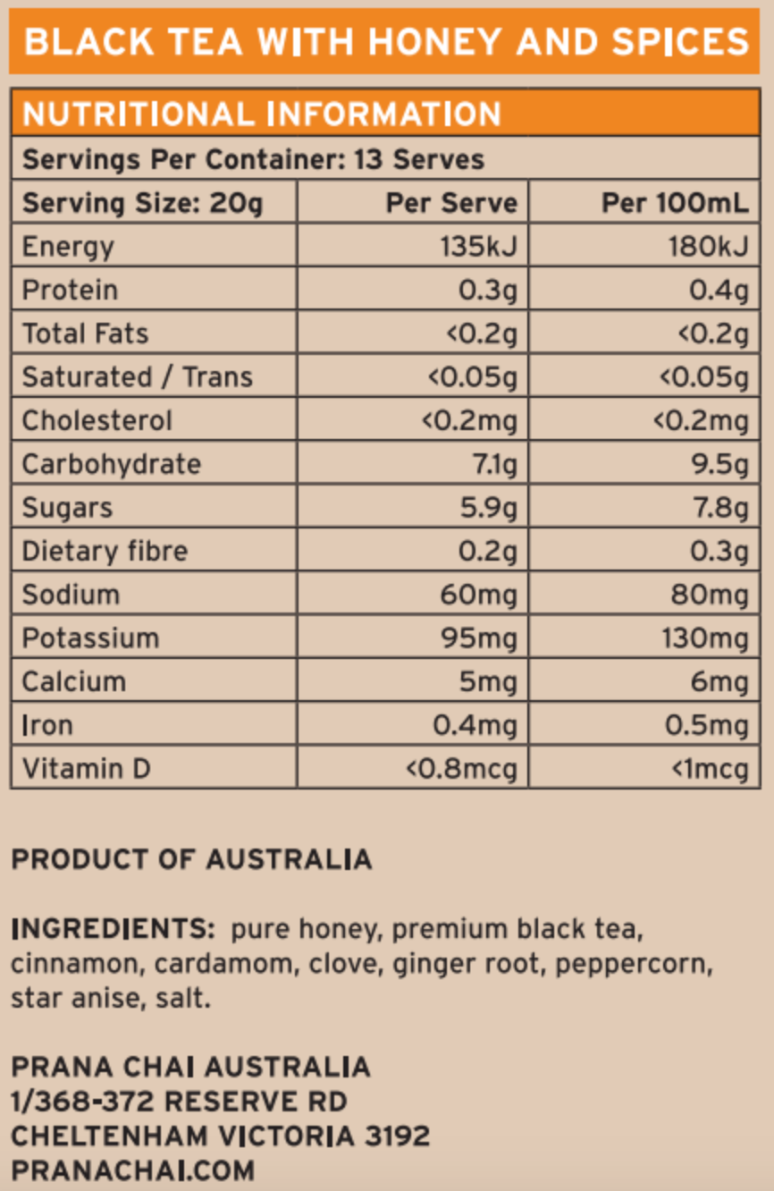 Prana Chai 250g ORIGINAL RRP $22.00