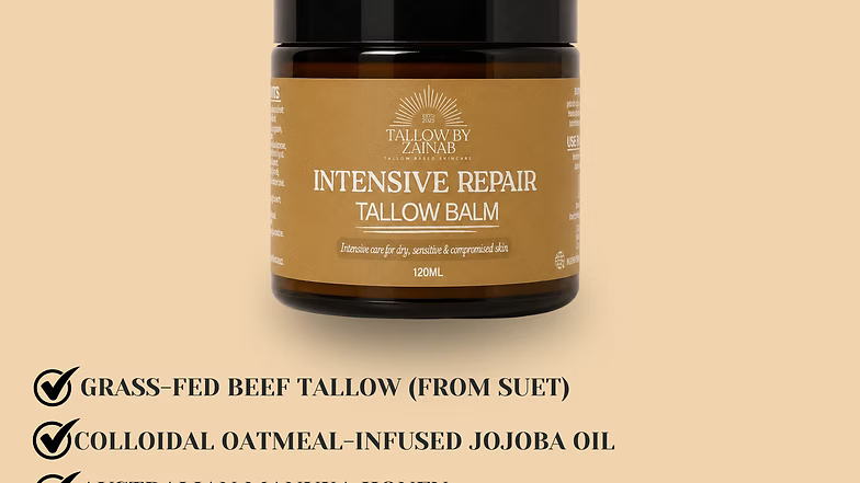 Intensive Repair Tallow Balm 120ml by Tallow by Zainab - with key ingredients