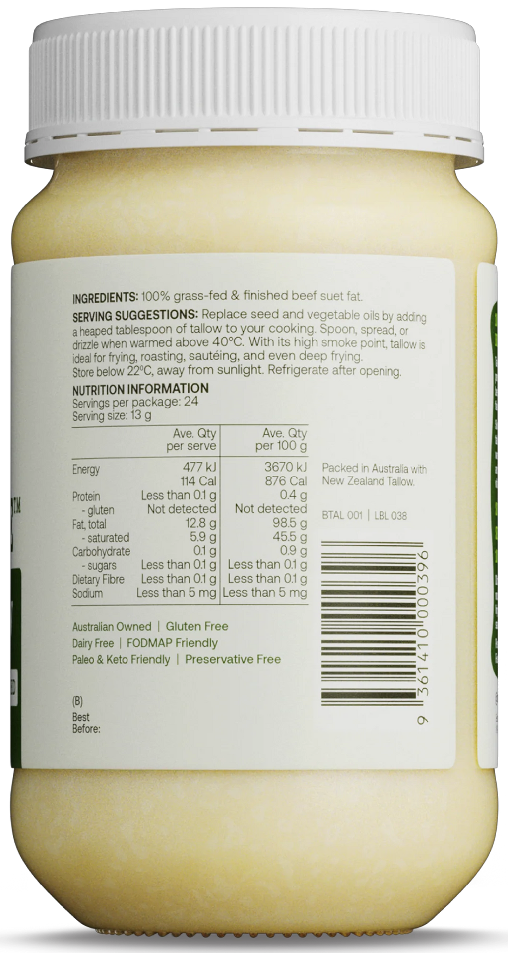 Best Of The Bone Beef Tallow 320g