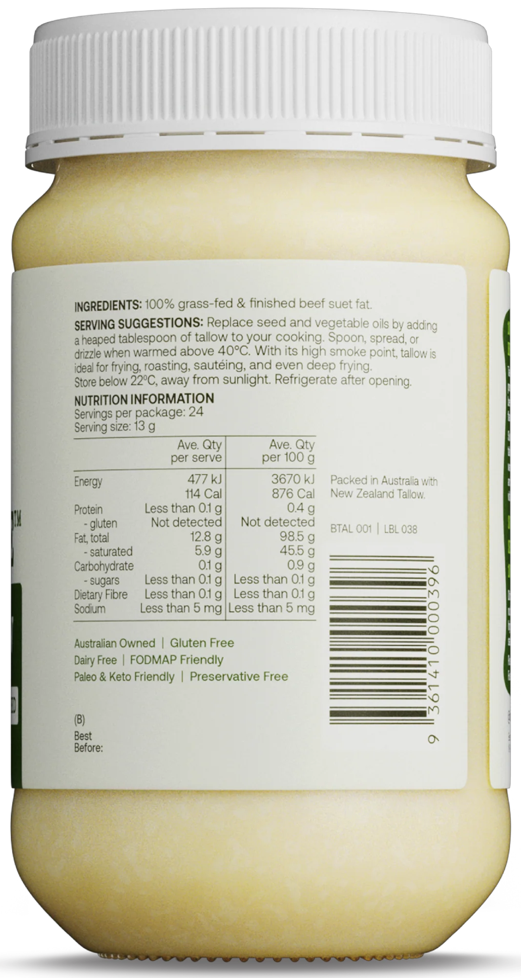 Best Of The Bone Beef Tallow 320g