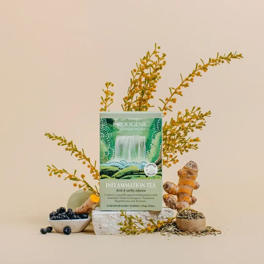 Roogenic Australian Wellness Inflammation Tea Fresh & Earthy Infusion X 8 Teabags