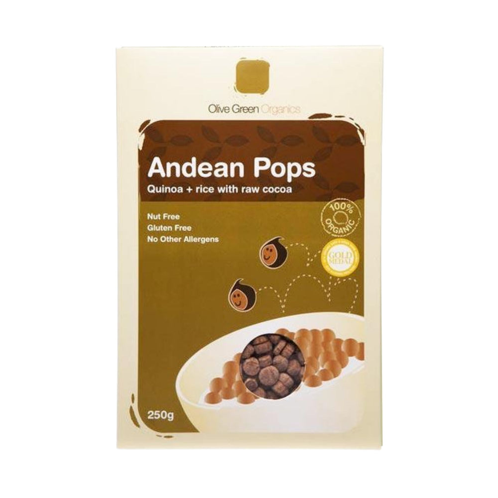 Olive Green Org Andean Pops Chocolate 250g