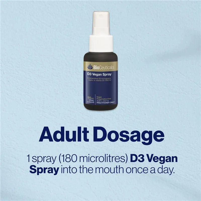 BioCeuticals D3 Vegan Spray - Adult Dosage 1 spray into mouth once a day